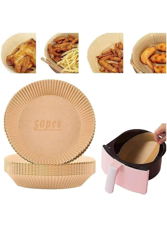 BURDEAN Air Fryer Disposable Paper Liner, Non-stick Disposable Air Fryer Liners, Cooking Paper Baking Paper for Air Fryer Water-proof, Oil-proof, Parchment for Baking Roasting Microwave, 50 PCS - Image 2
